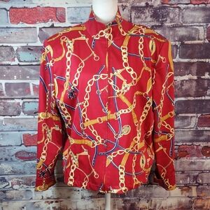 St. John Sport Status Print Polished Cotton Zip Front Jacket